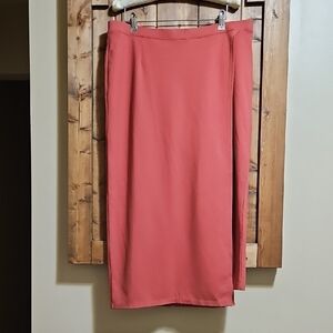 Betabrand The Sassiest Cropped Pants With Skirt Overlay XL in Rust